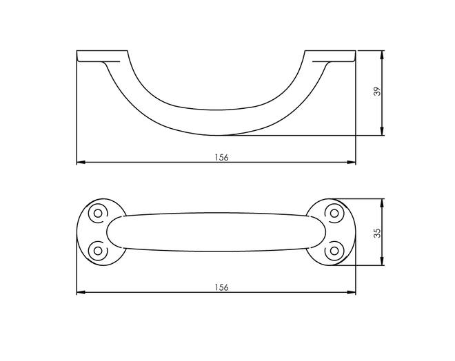 Meubelgreep 156 mm mat zwart