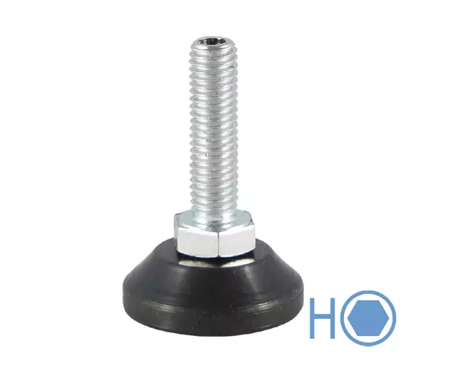 Stelvoet M10x100mm met binnenzeskant m beweegbare kst.voet