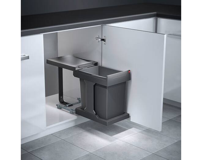 Inbouwafvalemmer 1x 20 ltr voor kastbreedte 400mm