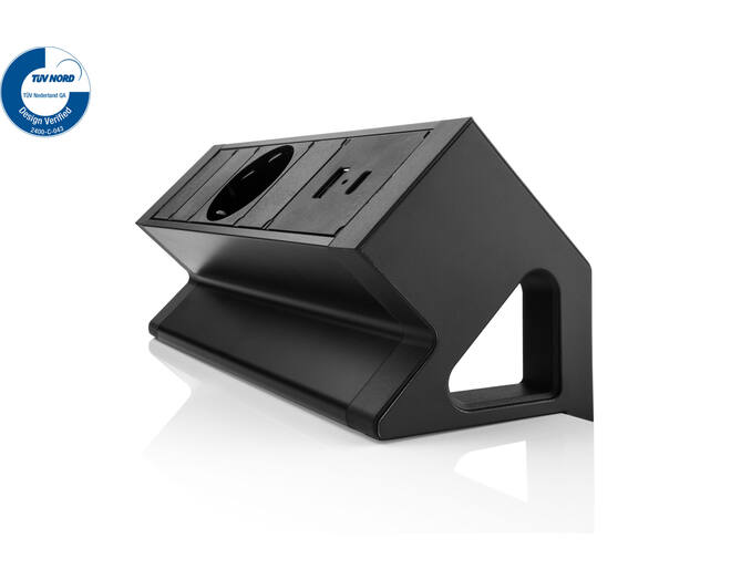 Fellowes power deskup 2.0 zwart 1x USB-A&C 1x220 Schukoplug