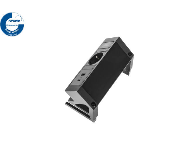 Fellowes power deskup 2.0 zwart 1x USB-A&C 1x220 Schukoplug