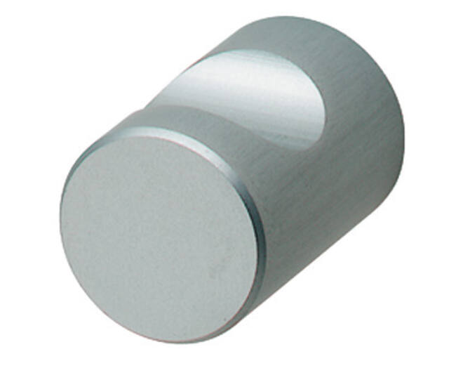 Knop diameter 18mm met uitsparing mat aluminium hoogte 25mm