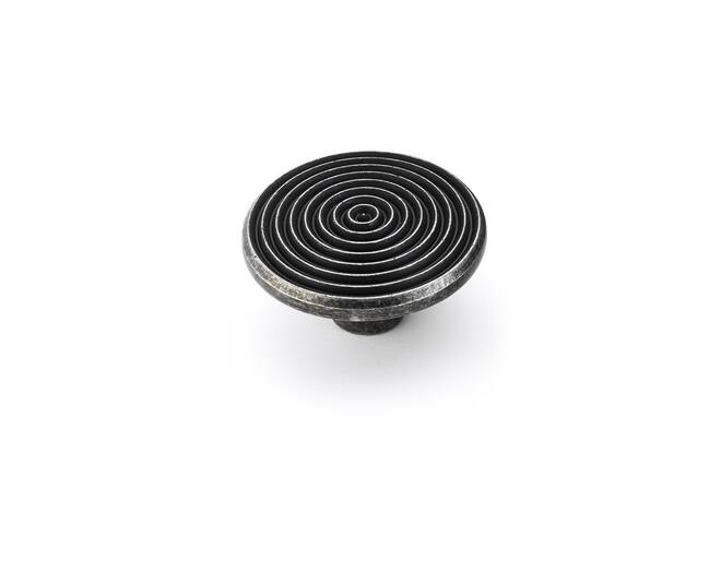 Knop LAPS oud tin 45mm rond met ribbels
