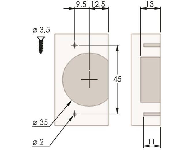 Scharnierkom boring 35mm kliksysteem vernikkeld, 8mm duvels