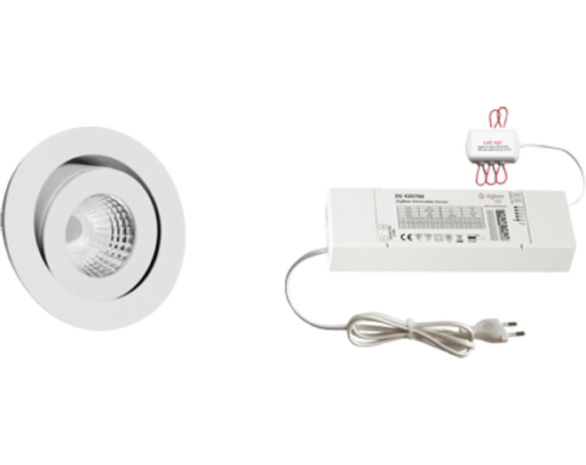 6x Ancona rond wit + 6x verlengsnoer + ZigBee Driver 30W