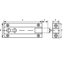 Profielschuif / vlak model / 25x060mm / messing vernikkeld