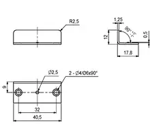 Aanslag verzinkt, h:12mm, b: 40.5mm, d:17mm, gatafstand 32mm