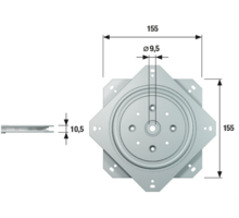 Draaiplaat verzinkt 155 x 155mm, draagkracht 50 kilo