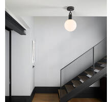 Forked Ceiling/Steel/Medium Opal Globe