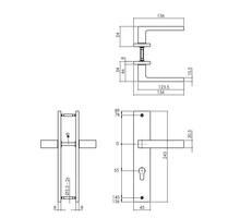 Deurkruk Hera op schild 245x45 mm PCgat 55mm