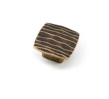Knop ROUGH antiek messing 42x42mm