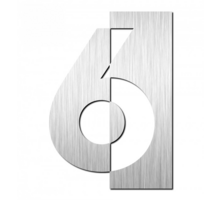 Huisnummer "6" hoogte 125mm, RVS geborsteld