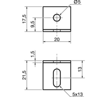 Verbindingshoek 17.5 x 20 x 1.5mm verzinkt