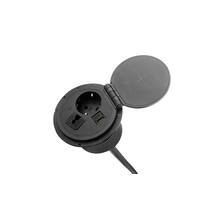 Inbouwmodule QI Power spot zwart, met Schuko Plug,