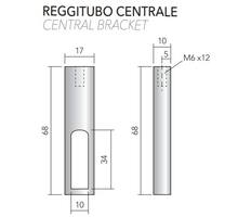 Middensteun voor roede 30x10mm, mat zwart RAL9005 H=78.5mm