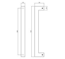 Deurgreep Vierkant per stuk 325x60x25 mm mat zwart