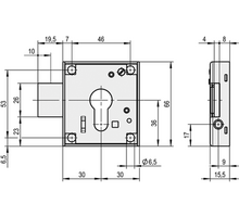 Oplegslot voor PZ cilinder DIN links, penmaat 30mm