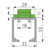 Spaceship Pocket bovenrail, lengte 3000mm, aluminium