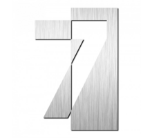 Huisnummer "7" hoogte 125mm, RVS geborsteld