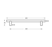 Deurgreep T-model ø20mm 400mm mat zwart
