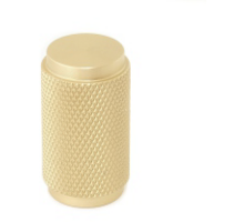 Knop diameter 16mm aluminium geribbeld goudkleur hoogte 27mm
