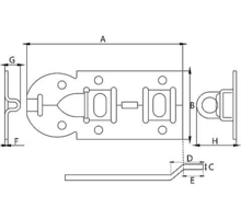 Hangslotrolschuif 56x140mm/ schootdikte 5mm/ bocht/ verzinkt