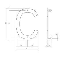 Huisletter C 100mm RVS geborsteld