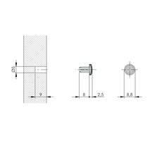 Deurbuffer stift 5mm, schotel 8mm x 2,5mm dik wit