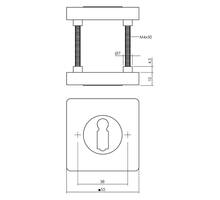 Rozet met sleutelgat vierkant 55x55x10 mm messing