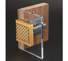 Decorplaat brons voor glasdeur bij heavy duty scharn