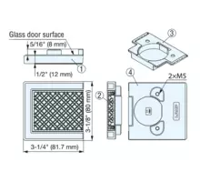 Decorplaat brons voor glasdeur bij heavy duty scharn