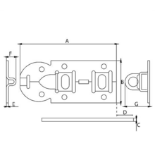 Hangslotrolschuif 56x120mm/ schootdikte 5mm/ vlak/ verzinkt