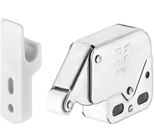 Druksnapper mini touch latch vernikkeld, aanslag wit