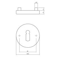 Rozet met sleutelgat ø53x8mm antracietgrijs