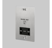 115V/230V Shaver Socket - Stainless Steel - Black Interior