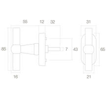 Raamkruk T-model messing getrommeld