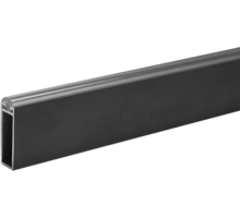 Roede 30x10mm mat zwart met rubber, lengte 2500mm
