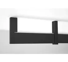 Roede 30x10mm mat zwart met rubber, lengte 2500mm