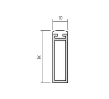 Roede 30x10mm mat zwart met rubber, lengte 2500mm