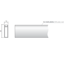 Roede 30x10mm mat zwart met rubber, lengte 2500mm