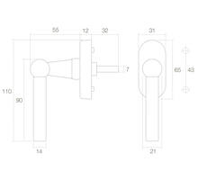 Raamkruk L-model messing getrommeld