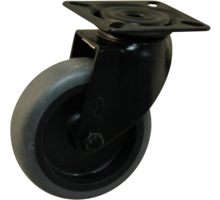 Design zwenkwielen zwart wiel, zwarte gaffel, geen rem 79mm