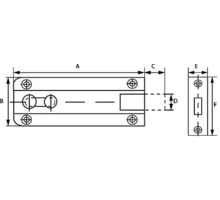 Profielschuif / met bocht / 35x080mm / messing vernikkeld