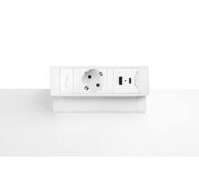 Fellowes power deskup 2.0 wit 1x USB-A&C 1x 220, Schuko plug
