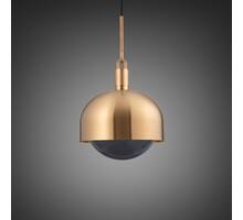Forked Pendant/Brass/Large Brass Shade/Large Smoked Gl