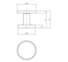 Voordeurknop rond ø55mm eenzijdige montage aluminium zwart