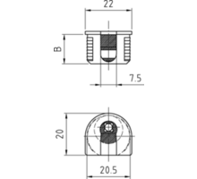 Verbindingsbeslag zwart RAL9005 voor 16mm hout, boring 20mm