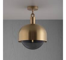 Forked Ceiling/Brass/Large Brass Shade/Large Smoked Gl