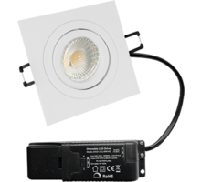 Smooth kantelbare inbouwspot Vierk. wit + Triac driver