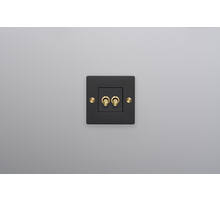 EU 1G Double Toggle Switch/w/out B+P Logo/Black